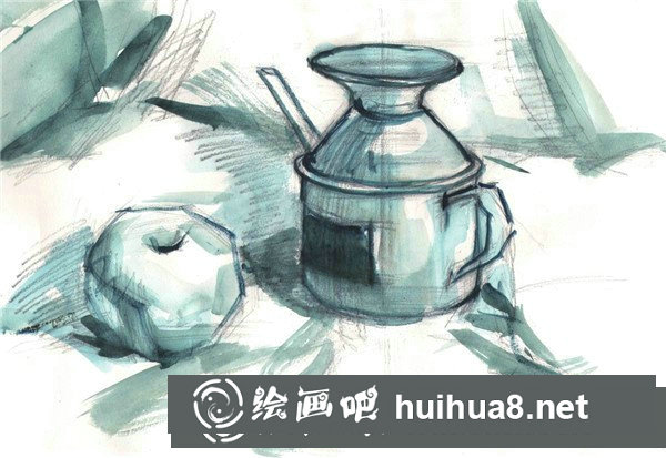 水粉蘋(píng)果的畫(huà)法步驟和水粉醋壺的繪畫(huà)技法