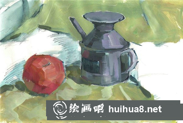水粉蘋(píng)果的畫(huà)法步驟和水粉醋壺的繪畫(huà)技法