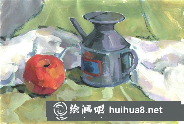 水粉蘋(píng)果的畫(huà)法步驟和水粉醋壺的繪畫(huà)技法