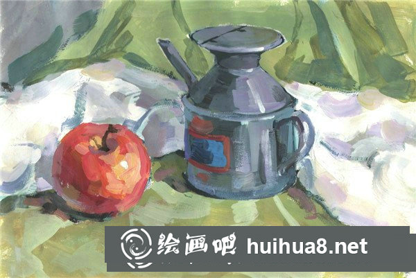 水粉蘋(píng)果的畫(huà)法步驟和水粉醋壺的繪畫(huà)技法