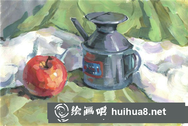 水粉蘋(píng)果的畫(huà)法步驟和水粉醋壺的繪畫(huà)技法