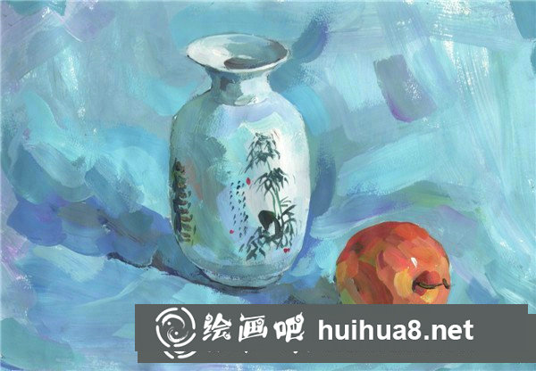 新手入門的水粉瓶子和蘋果繪畫教程