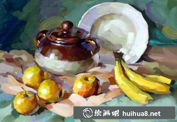 靜物水粉畫中白色盤子的表現(xiàn)手法