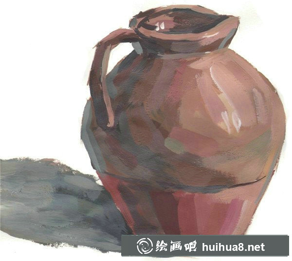 水粉畫陶罐教程：深入塑造形體