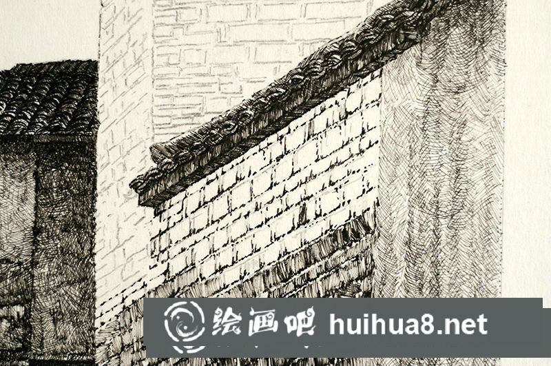 江南水鄉(xiāng)鋼筆風景速寫：磚墻、灰墻及瓦屋的表現(xiàn)