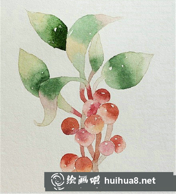 櫻桃的水彩畫怎么畫