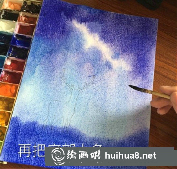 夢幻星空水彩畫教程