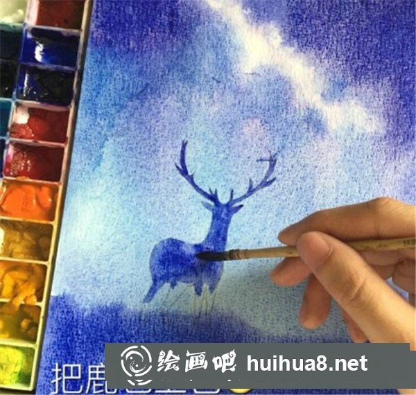 夢幻星空水彩畫教程
