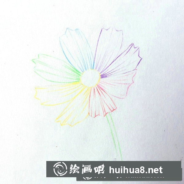 簡(jiǎn)單彩鉛花朵教程圖解:七色花的畫法 簡(jiǎn)單彩鉛花朵教程圖解:七色花的畫法