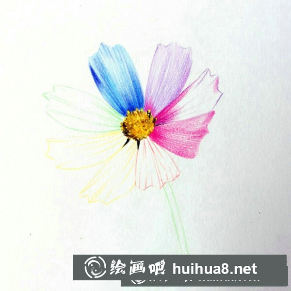 簡(jiǎn)單彩鉛花朵教程圖解:七色花的畫法 簡(jiǎn)單彩鉛花朵教程圖解:七色花的畫法