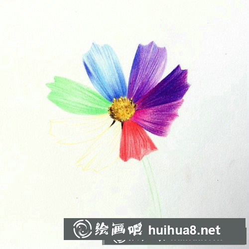 簡(jiǎn)單彩鉛花朵教程圖解:七色花的畫法 簡(jiǎn)單彩鉛花朵教程圖解:七色花的畫法