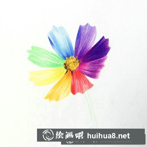 簡(jiǎn)單彩鉛花朵教程圖解:七色花的畫法 簡(jiǎn)單彩鉛花朵教程圖解:七色花的畫法