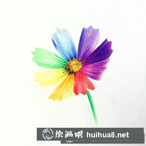 簡(jiǎn)單彩鉛花朵教程圖解:七色花的畫法 簡(jiǎn)單彩鉛花朵教程圖解:七色花的畫法