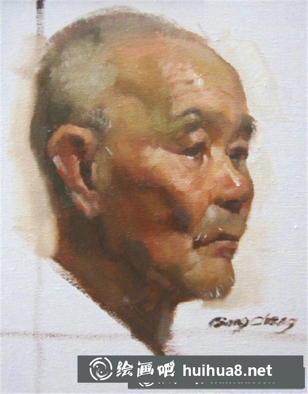 油畫老人頭像