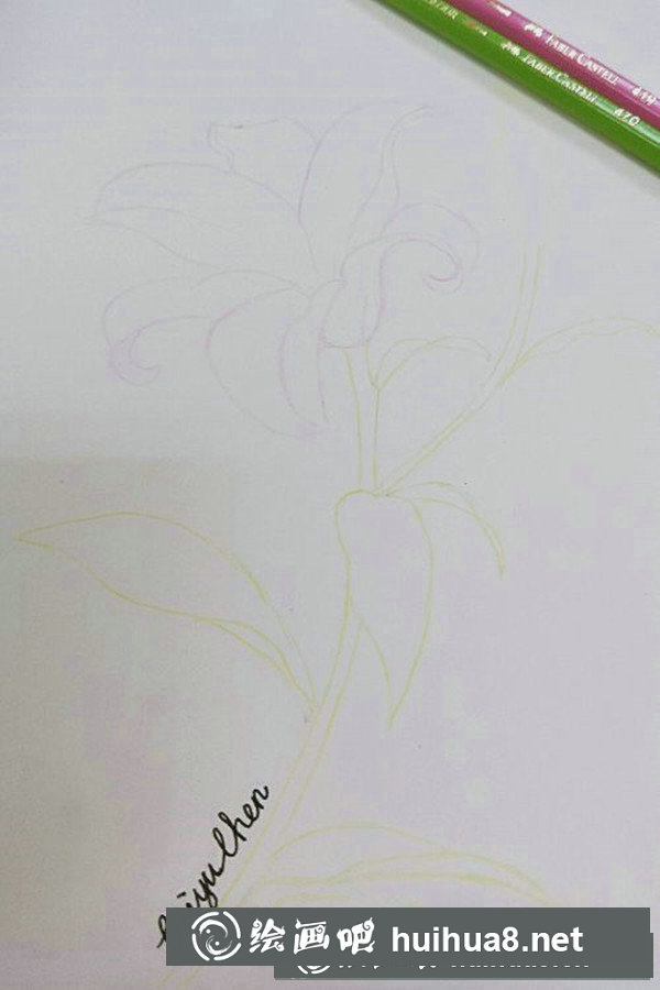 溫馨彩鉛畫向日葵教程
