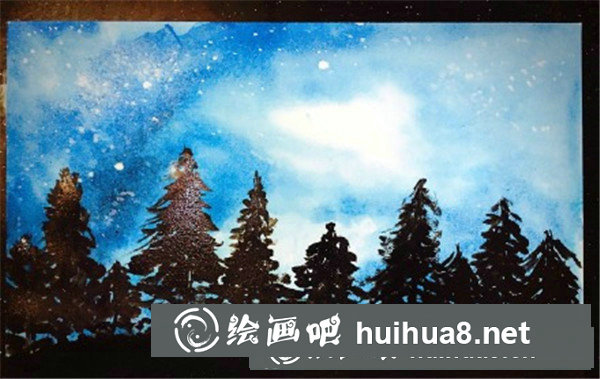 夜晚的水彩星空的畫法
