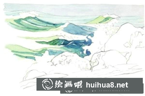 如何用水彩畫海浪