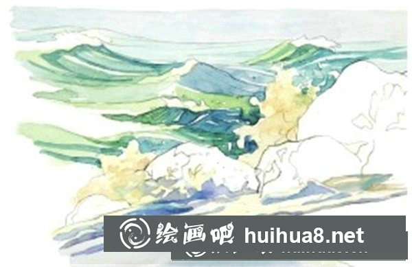 如何用水彩畫海浪