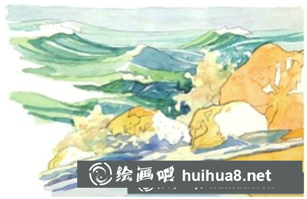 如何用水彩畫海浪