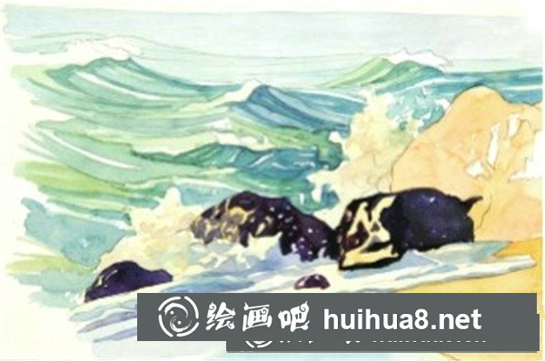 如何用水彩畫海浪
