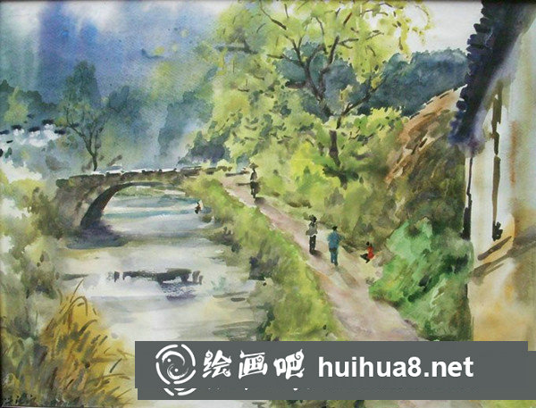 鄉(xiāng)村風(fēng)景水粉畫(huà)作品欣賞