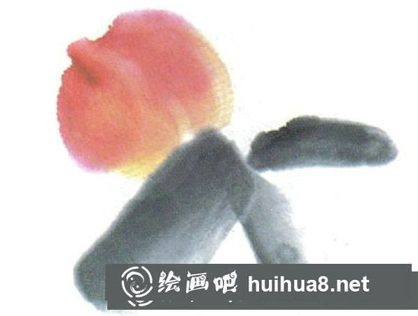 兒童國畫寫意桃子步驟三