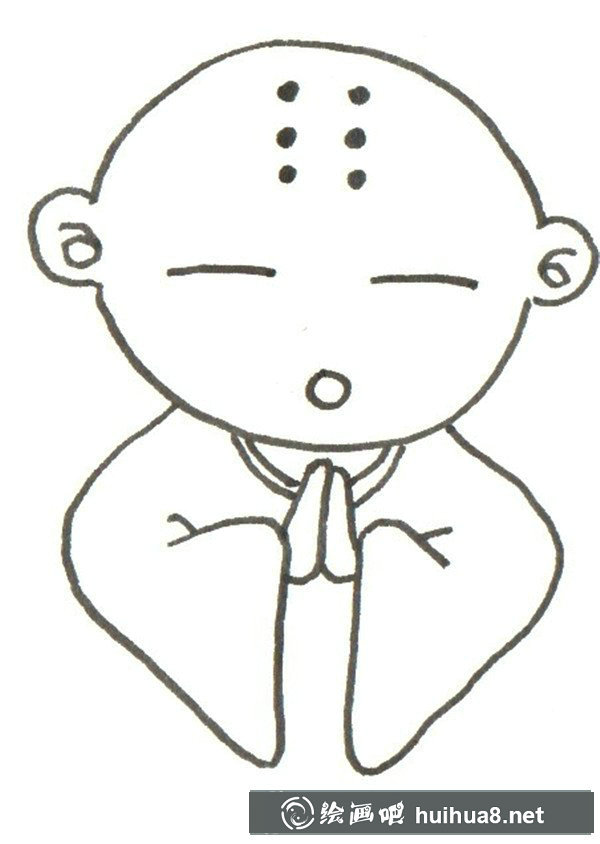兒童卡通人物簡(jiǎn)筆畫(huà)小和尚的畫(huà)法