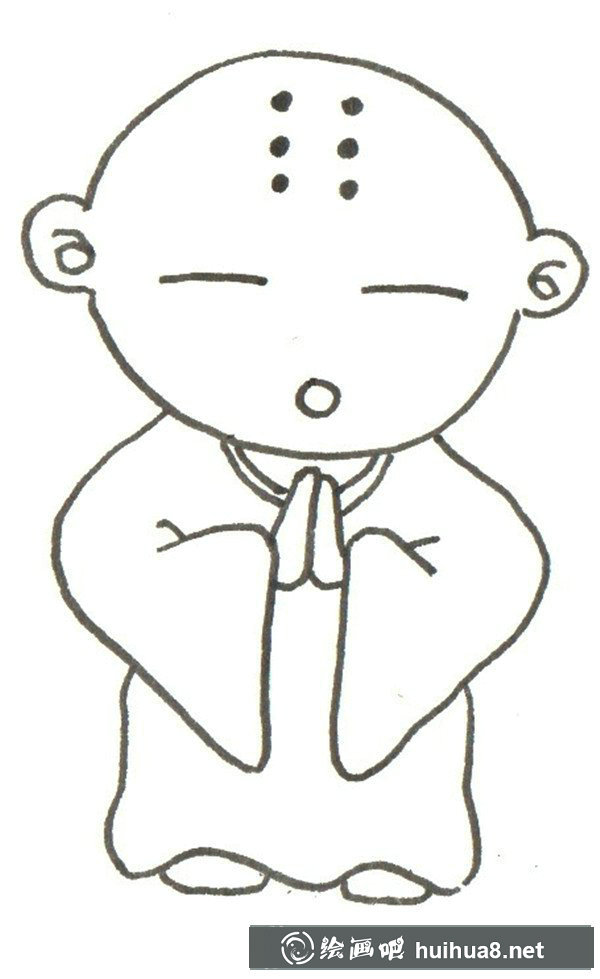 兒童卡通人物簡(jiǎn)筆畫(huà)小和尚的畫(huà)法