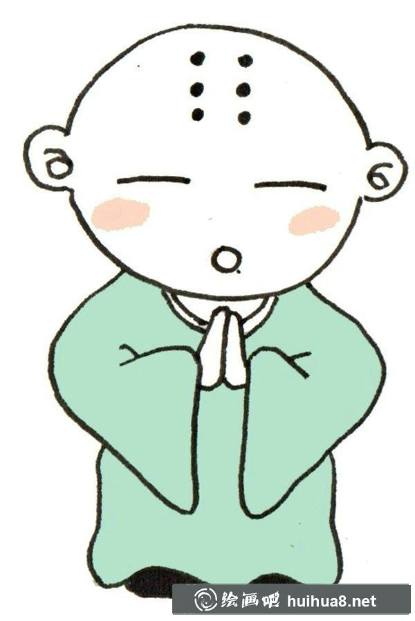 兒童卡通人物簡(jiǎn)筆畫(huà)小和尚的畫(huà)法