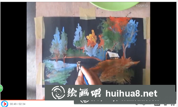 丙烯畫基礎(chǔ)視頻教程：黑紙丙烯畫速畫