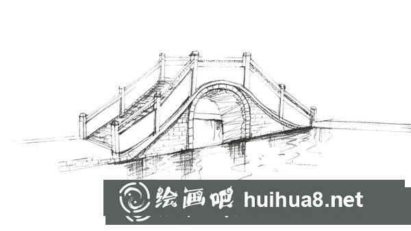 速寫石拱橋倒影