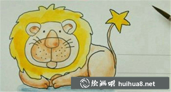 獅子水彩畫