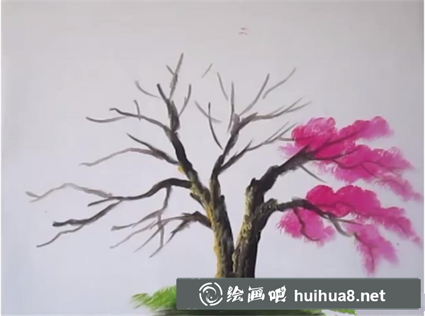 丙烯怎么畫櫻花樹