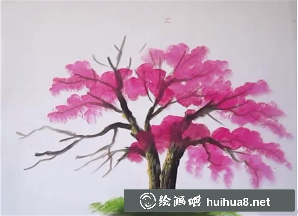 丙烯怎么畫櫻花樹