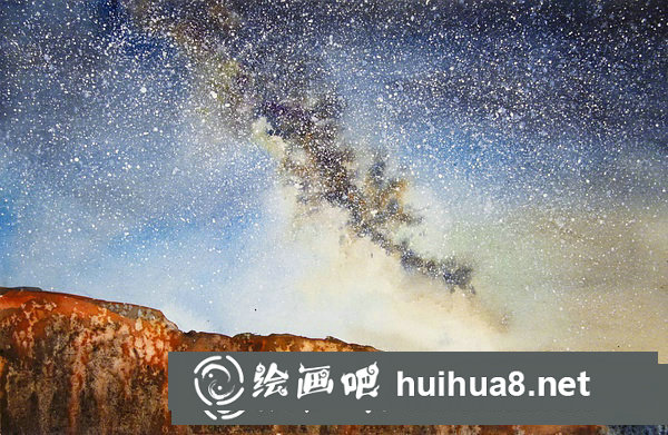 簡單的水彩畫星空完成