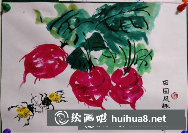 少兒國畫蘿卜的畫法