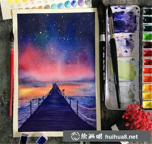 如何畫星空水彩畫