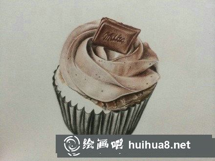 紙杯蛋糕彩鉛畫教程