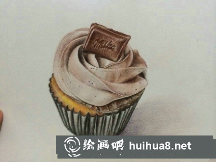 紙杯蛋糕彩鉛畫教程