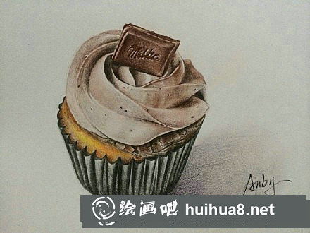 紙杯蛋糕彩鉛畫教程