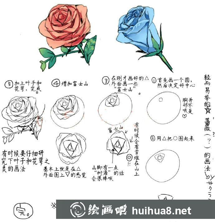 漫畫玫瑰花的畫法教程