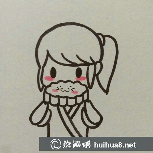 中秋佳節(jié)吃月餅兒童畫教程