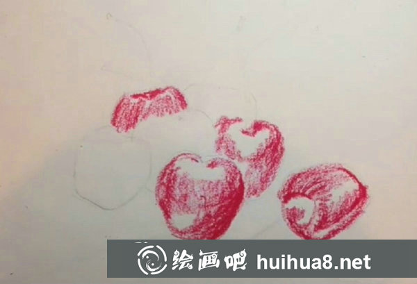 油畫棒畫櫻桃步驟