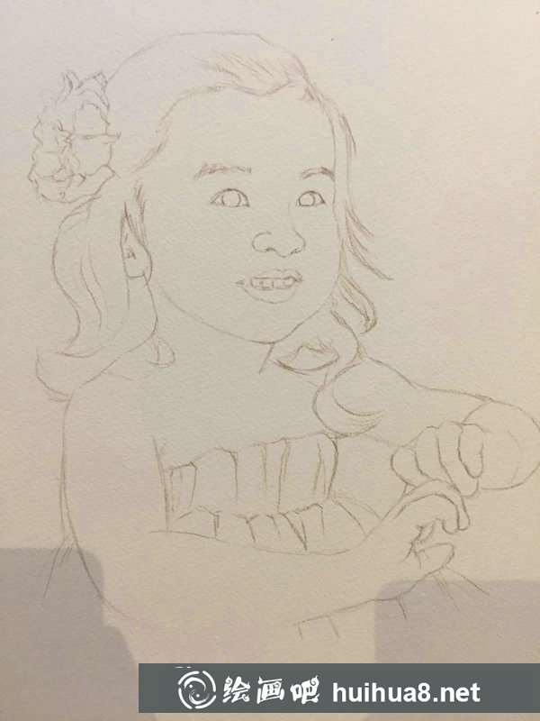 水彩畫可愛的小女孩