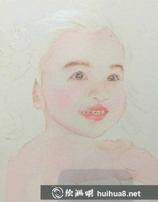 水彩畫可愛的小女孩
