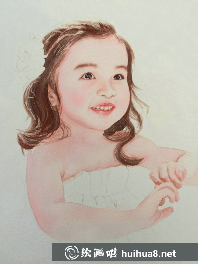 水彩畫可愛的小女孩