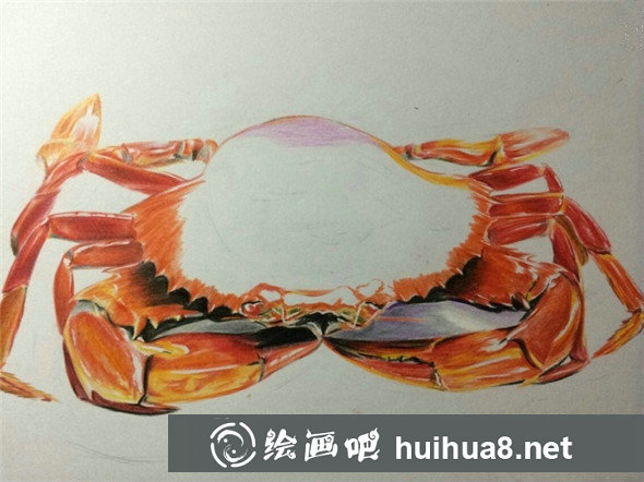 螃蟹彩鉛畫教程