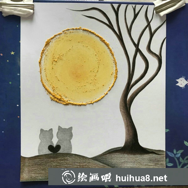 簡單色粉風(fēng)景畫步驟教程