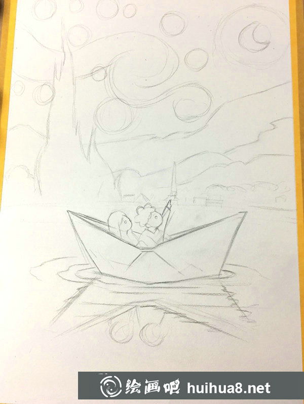 星空水彩畫步驟圖