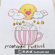 中秋兒童畫(huà)月亮小兔組合